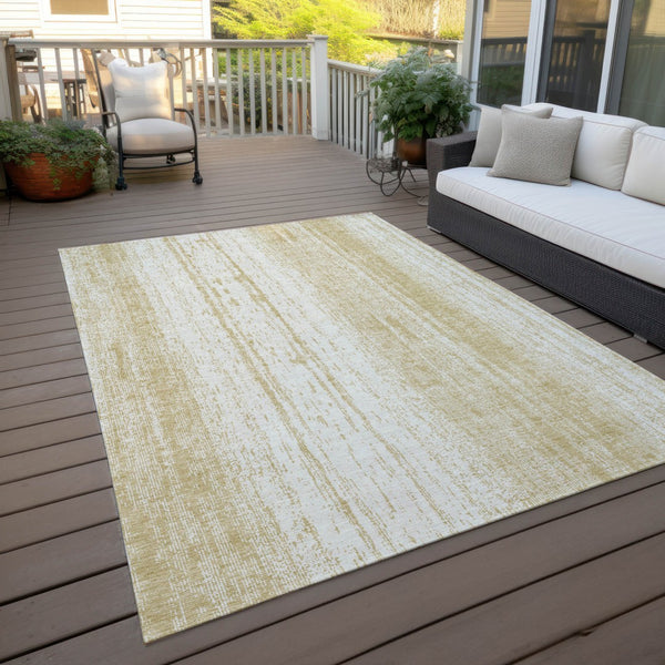 Homeroots 3' Artichoke Green And Ivory Striped Washable Indoor Outdoor Area Rug For Stylish Living Spaces 3' X 5' Polyester 589866