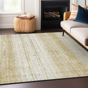 Homeroots 3' Artichoke Green And Ivory Striped Washable Indoor Outdoor Area Rug For Stylish Living Spaces 3' X 5' Polyester 589866