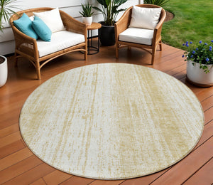 Homeroots 3' Artichoke Green And Ivory Striped Washable Indoor Outdoor Area Rug For Stylish Living Spaces 8' Round Polyester 589868