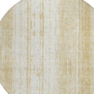 Homeroots 3' Artichoke Green And Ivory Striped Washable Indoor Outdoor Area Rug For Stylish Living Spaces 8' Round Polyester 589868