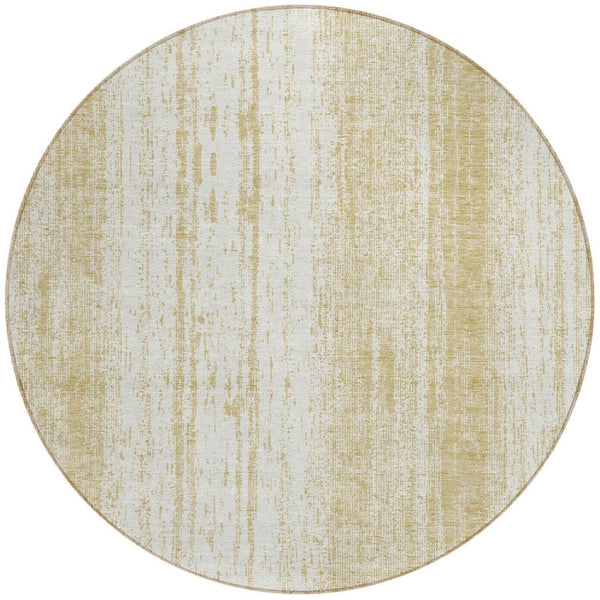 Homeroots 3' Artichoke Green And Ivory Striped Washable Indoor Outdoor Area Rug For Stylish Living Spaces 8' Round Polyester 589868