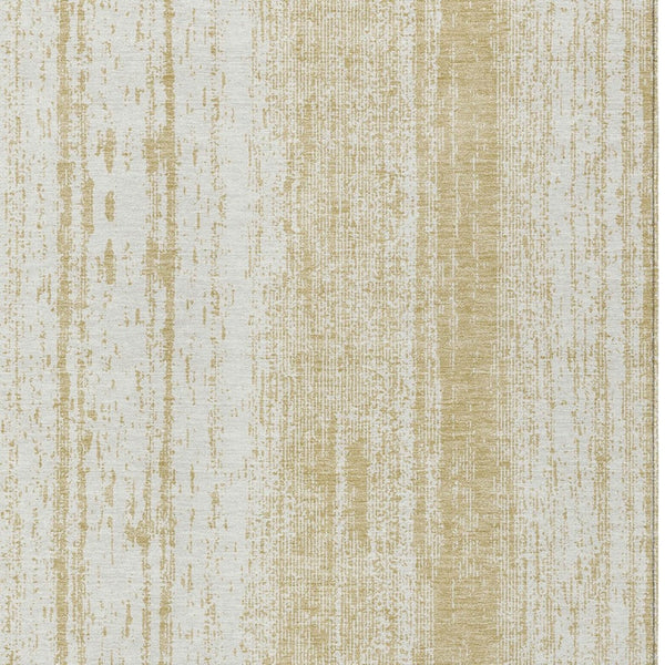 Homeroots 3' Artichoke Green And Ivory Striped Washable Indoor Outdoor Area Rug For Stylish Living Spaces 10' X 14' Polyester 589871