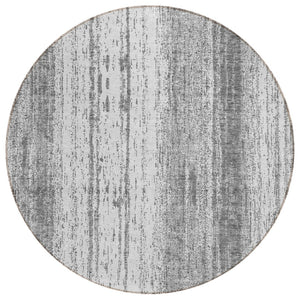 HomeRoots 5' Gray and Ivory Striped Area Rug - Stylish, Durable, Washable Indoor/Outdoor Design for Versatile Use 8' Round 589874
