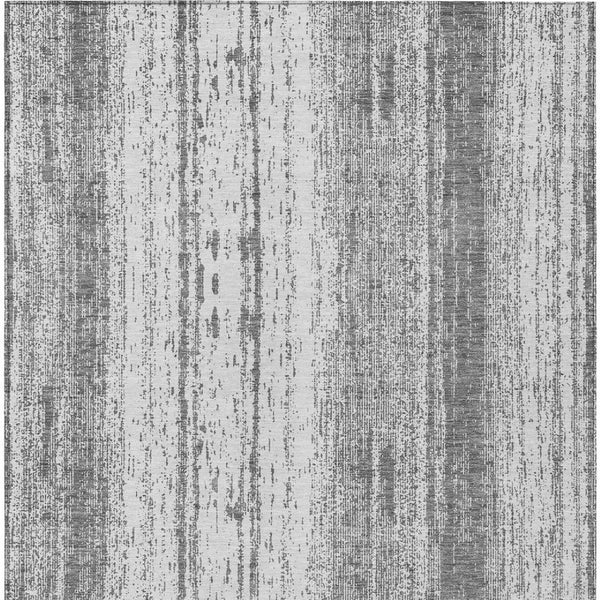 Homeroots 3' Artichoke Green And Ivory Striped Washable Indoor Outdoor Area Rug For Stylish Living Spaces 8' X 10' Polyester 589875