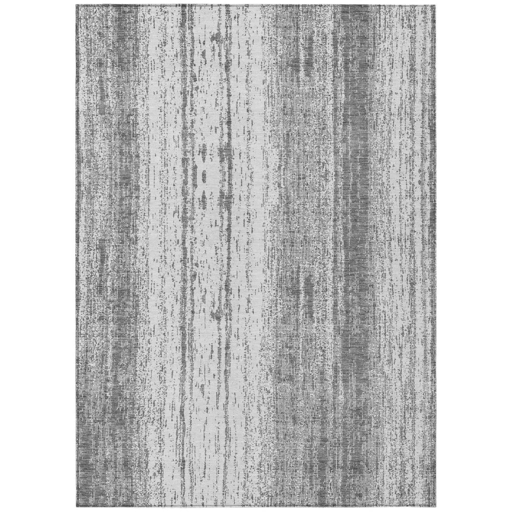 HomeRoots 9' Gray and Ivory Striped Area Rug - Versatile Indoor Outdoor Design for High-Traffic Spaces 9' X 12' 589876