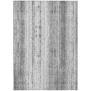 HomeRoots 5' Gray and Ivory Striped Area Rug - Stylish, Durable, Washable Indoor/Outdoor Design for Versatile Use 10' X 14' 589877