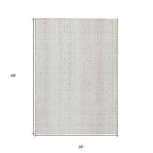 Homeroots 3' Artichoke Green And Ivory Striped Washable Indoor Outdoor Area Rug For Stylish Living Spaces 3' X 5' Polyester 589878