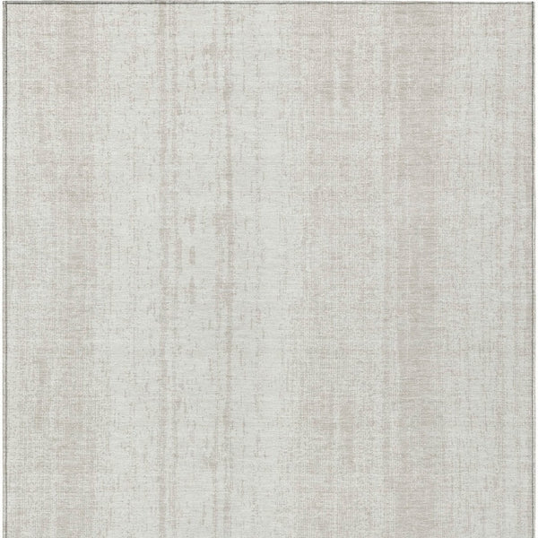 Homeroots 3' Artichoke Green And Ivory Striped Washable Indoor Outdoor Area Rug For Stylish Living Spaces 5' X 8' Polyester 589879