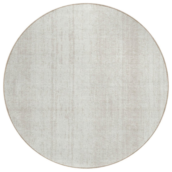 HomeRoots 5' Stylish Ivory and Beige Striped Washable Area Rug for Indoor and Outdoor Spaces, Easy Care Design 8' Round 589880