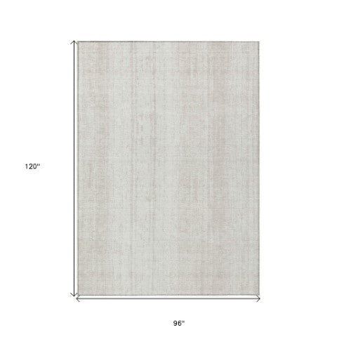 Homeroots 3' Artichoke Green And Ivory Striped Washable Indoor Outdoor Area Rug For Stylish Living Spaces 8' X 10' Polyester 589881