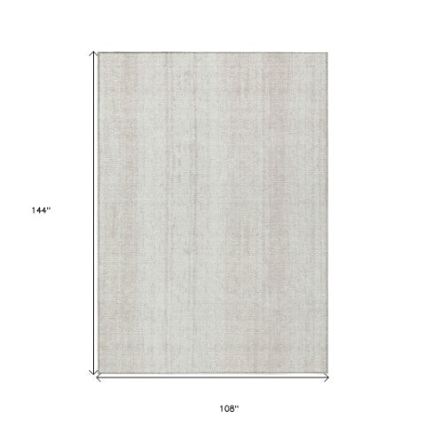 Homeroots 3' Artichoke Green And Ivory Striped Washable Indoor Outdoor Area Rug For Stylish Living Spaces 9' X 12' Polyester 589882