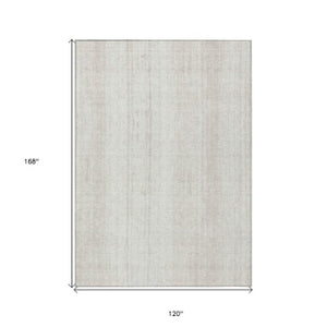 Homeroots 3' Artichoke Green And Ivory Striped Washable Indoor Outdoor Area Rug For Stylish Living Spaces 10' X 14' Polyester 589883