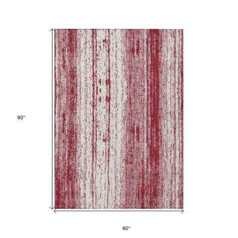 Homeroots 3' Artichoke Green And Ivory Striped Washable Indoor Outdoor Area Rug For Stylish Living Spaces 5' X 8' Polyester 589885