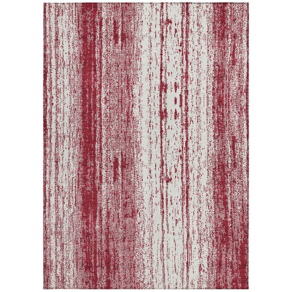 Homeroots 3' Artichoke Green And Ivory Striped Washable Indoor Outdoor Area Rug For Stylish Living Spaces 5' X 8' Polyester 589885