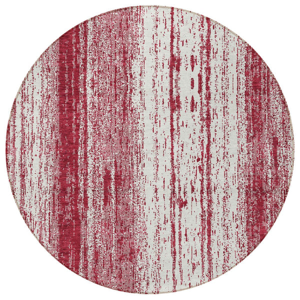 Homeroots 3' Artichoke Green And Ivory Striped Washable Indoor Outdoor Area Rug For Stylish Living Spaces 8' Round Polyester 589886