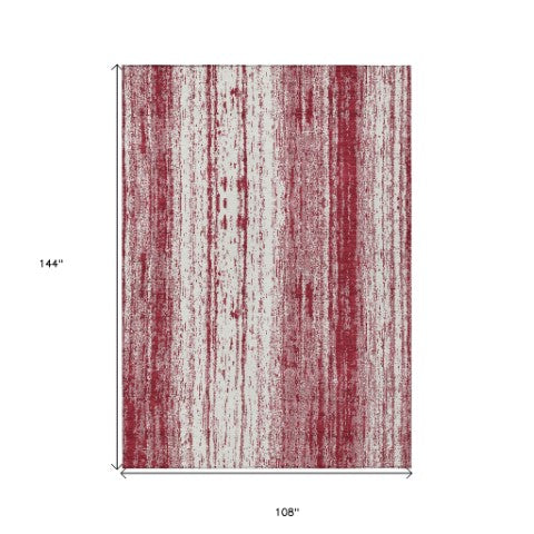 Homeroots 3' Artichoke Green And Ivory Striped Washable Indoor Outdoor Area Rug For Stylish Living Spaces 9' X 12' Polyester 589888