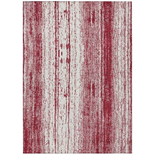 HomeRoots 5' Merlot and Ivory Striped Washable Area Rug - Stylish, Durable, Indoor/Outdoor Decor Solution 10' X 14' 589889