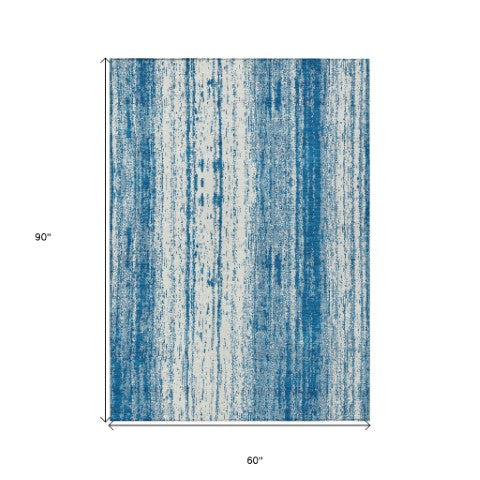 Homeroots 3' Artichoke Green And Ivory Striped Washable Indoor Outdoor Area Rug For Stylish Living Spaces 5' X 8' Polyester 589891