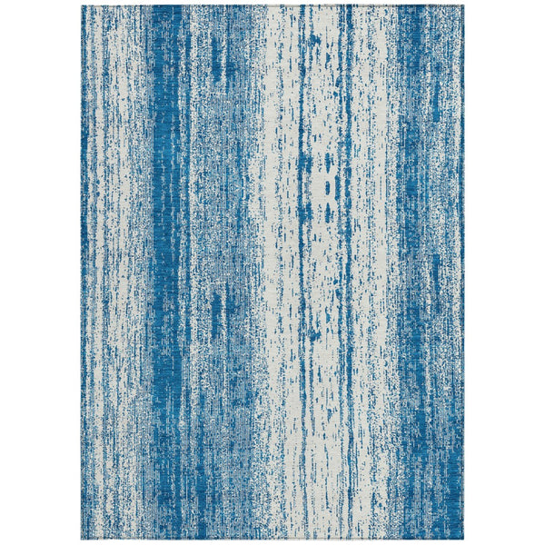 Homeroots 3' Artichoke Green And Ivory Striped Washable Indoor Outdoor Area Rug For Stylish Living Spaces 5' X 8' Polyester 589891