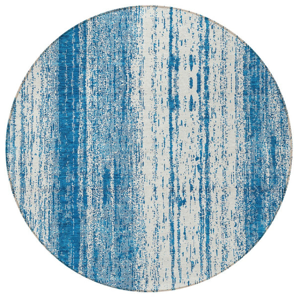 Homeroots 3' Artichoke Green And Ivory Striped Washable Indoor Outdoor Area Rug For Stylish Living Spaces 8' Round Polyester 589892