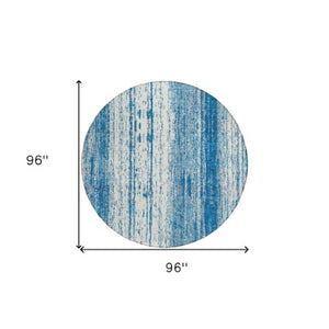 Homeroots 3' Artichoke Green And Ivory Striped Washable Indoor Outdoor Area Rug For Stylish Living Spaces 8' Round Polyester 589892