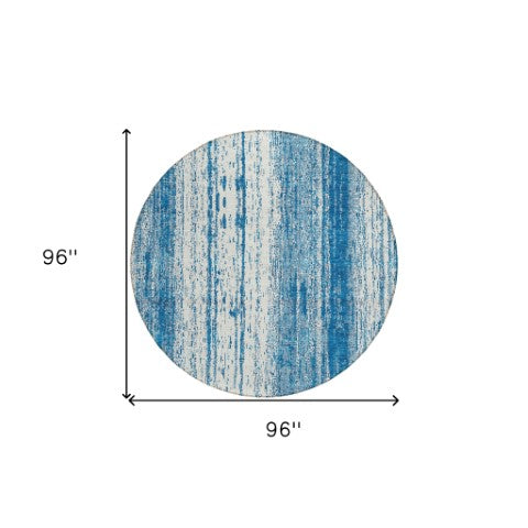 Homeroots 3' Artichoke Green And Ivory Striped Washable Indoor Outdoor Area Rug For Stylish Living Spaces 8' Round Polyester 589892