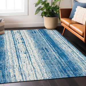 Homeroots 3' Artichoke Green And Ivory Striped Washable Indoor Outdoor Area Rug For Stylish Living Spaces 9' X 12' Polyester 589894