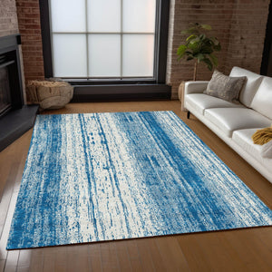 Homeroots 3' Artichoke Green And Ivory Striped Washable Indoor Outdoor Area Rug For Stylish Living Spaces 10' X 14' Polyester 589895