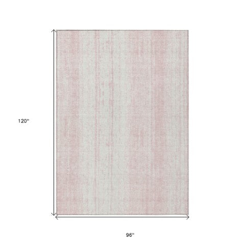 Homeroots 3' Artichoke Green And Ivory Striped Washable Indoor Outdoor Area Rug For Stylish Living Spaces 8' X 10' Polyester 589899