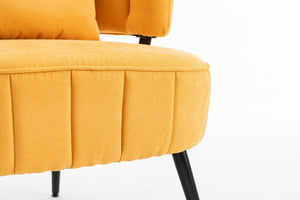 English Elm Decorative Chenille Barrel Tub Chair with Pocket Coil Cushion for Cozy Reading Nooks Yellow W5188P462022