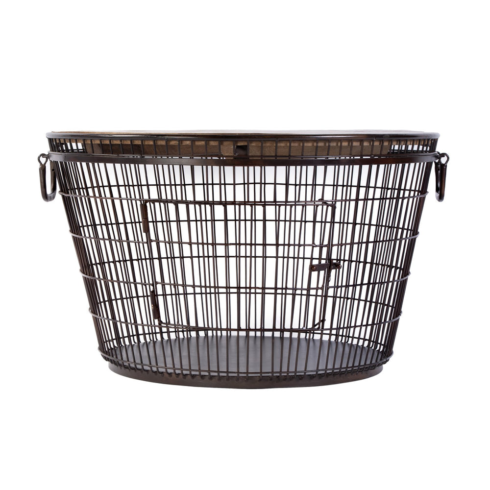 Butler Specialty Company Industrial Round Coffee Table With Solid Mango Wood Top & Iron Base, 28" Brown Iron,Mango Wood 5899025-butler