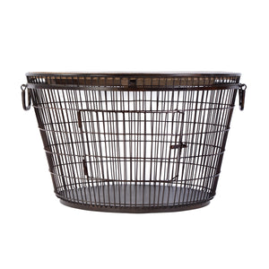 Butler Specialty Company Industrial Round Coffee Table With Solid Mango Wood Top & Iron Base, 28" Brown Iron,Mango Wood 5899025-butler