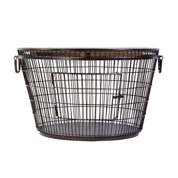 Butler Specialty Company Industrial Round Coffee Table With Solid Mango Wood Top & Iron Base, 28" Brown Iron,Mango Wood 5899025-butler