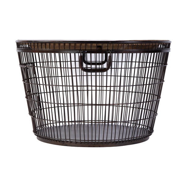 Butler Specialty Company Industrial Round Coffee Table With Solid Mango Wood Top & Iron Base, 28" Brown Iron,Mango Wood 5899025-butler