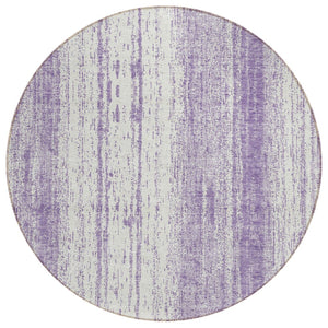 HomeRoots 5' Purple and Ivory Striped Washable Area Rug - Durable Indoor/Outdoor Comfort for Any Space 8' Round 589904