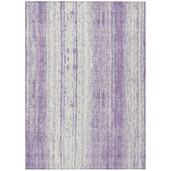 HomeRoots 9' Durable Purple and Ivory Striped Area Rug for Indoor and Outdoor Spaces - Machine Washable Design 9' X 12' 589906