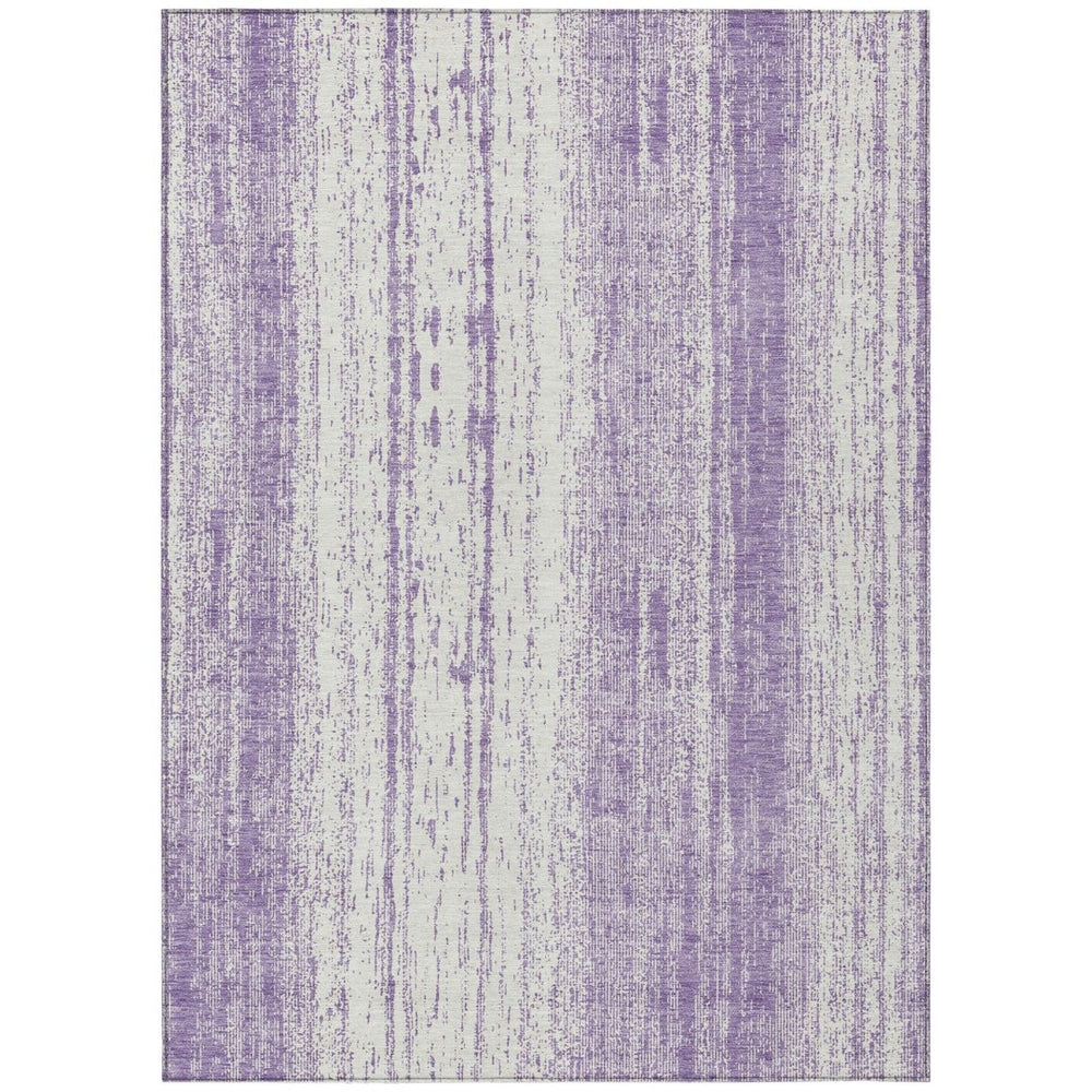 HomeRoots 5' Purple and Ivory Striped Washable Area Rug - Durable Indoor/Outdoor Comfort for Any Space 10' X 14' 589907
