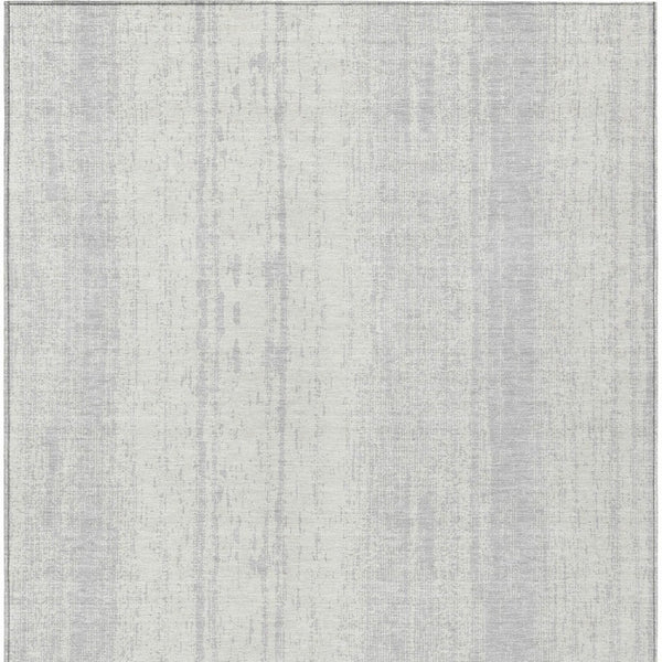 Homeroots 3' Artichoke Green And Ivory Striped Washable Indoor Outdoor Area Rug For Stylish Living Spaces 5' X 8' Polyester 589909