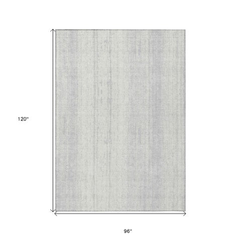 Homeroots 3' Artichoke Green And Ivory Striped Washable Indoor Outdoor Area Rug For Stylish Living Spaces 8' X 10' Polyester 589911