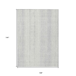 Homeroots 3' Artichoke Green And Ivory Striped Washable Indoor Outdoor Area Rug For Stylish Living Spaces 9' X 12' Polyester 589912