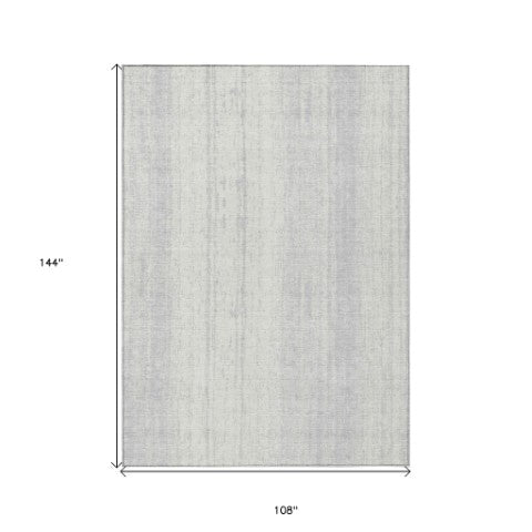 Homeroots 3' Artichoke Green And Ivory Striped Washable Indoor Outdoor Area Rug For Stylish Living Spaces 9' X 12' Polyester 589912