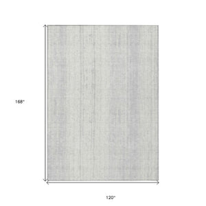 Homeroots 3' Artichoke Green And Ivory Striped Washable Indoor Outdoor Area Rug For Stylish Living Spaces 10' X 14' Polyester 589913