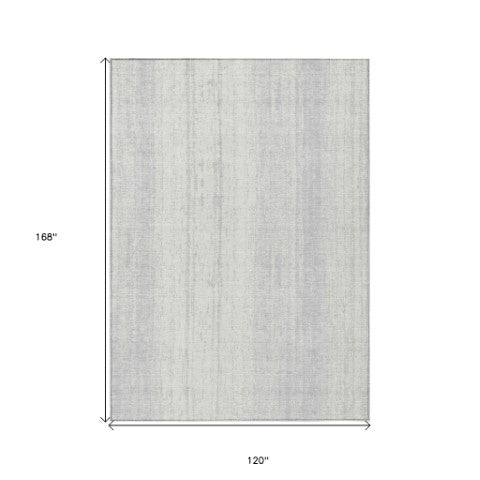 Homeroots 3' Artichoke Green And Ivory Striped Washable Indoor Outdoor Area Rug For Stylish Living Spaces 10' X 14' Polyester 589913