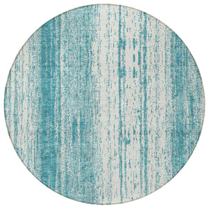 Homeroots 3' Artichoke Green And Ivory Striped Washable Indoor Outdoor Area Rug For Stylish Living Spaces 8' Round Polyester 589916