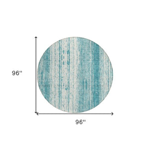 Homeroots 3' Artichoke Green And Ivory Striped Washable Indoor Outdoor Area Rug For Stylish Living Spaces 8' Round Polyester 589916