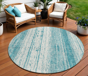Homeroots 3' Artichoke Green And Ivory Striped Washable Indoor Outdoor Area Rug For Stylish Living Spaces 8' Round Polyester 589916