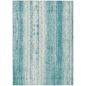 HomeRoots 9' Stylish Striped Teal Blue and Ivory Area Rug for Indoor and Outdoor Spaces, Easy Care & Durable 9' X 12' 589918
