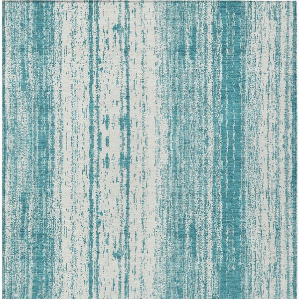 Homeroots 3' Artichoke Green And Ivory Striped Washable Indoor Outdoor Area Rug For Stylish Living Spaces 10' X 14' Polyester 589919