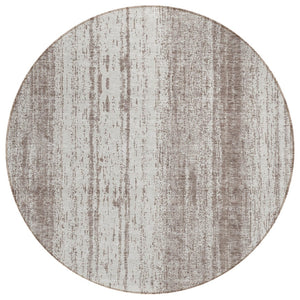 HomeRoots 5' Stylish Taupe and Ivory Striped Washable Indoor Outdoor Rug for High-Traffic Areas and Homes 8' Round 589922