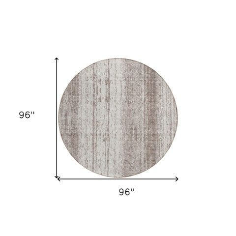 Homeroots 3' Artichoke Green And Ivory Striped Washable Indoor Outdoor Area Rug For Stylish Living Spaces 8' Round Polyester 589922